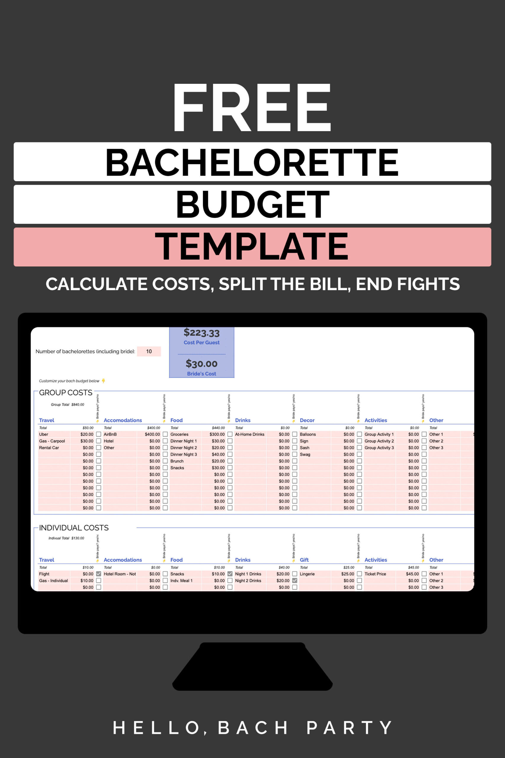 sample bachelorette budget template sample bachelorette budget template