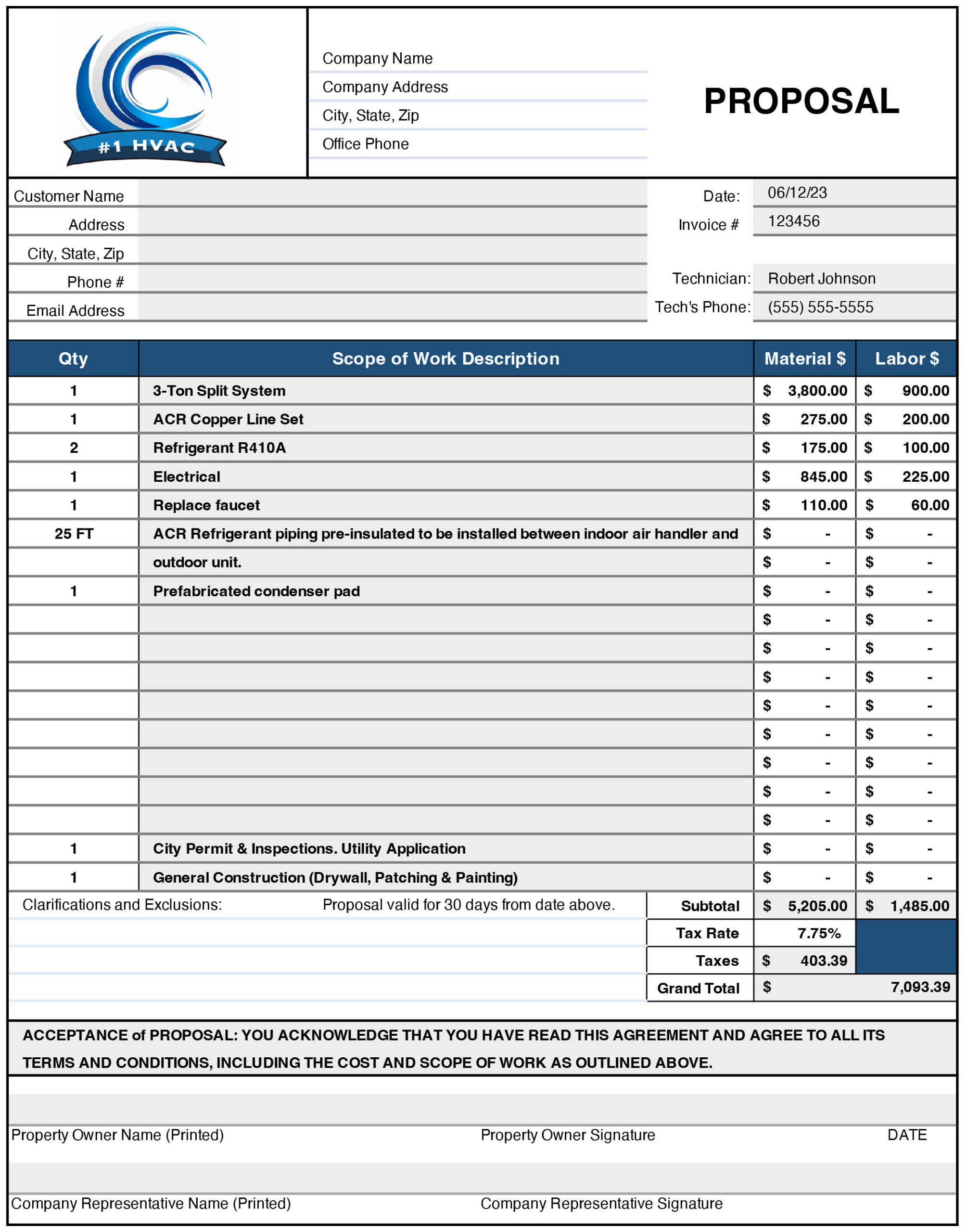 sample HVAC Price List Template sample HVAC Price List Template