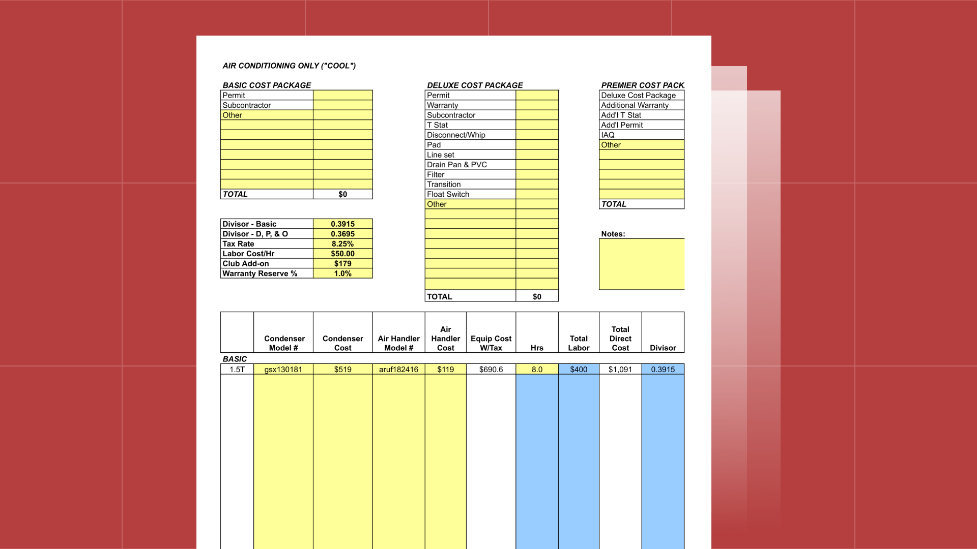 sample HVAC Price List Template sample HVAC Price List Template