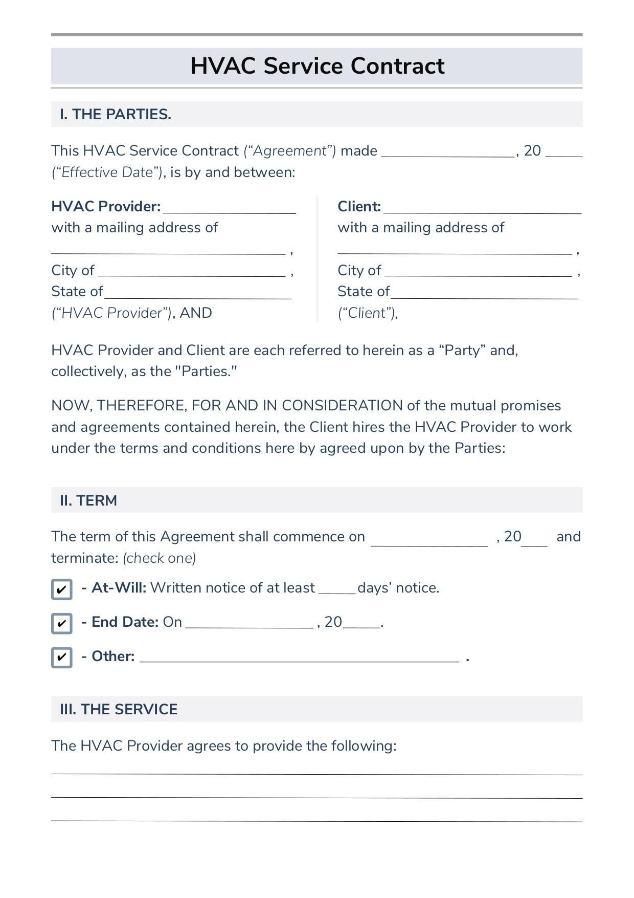 sample hvac service agreement template sample hvac service agreement template
