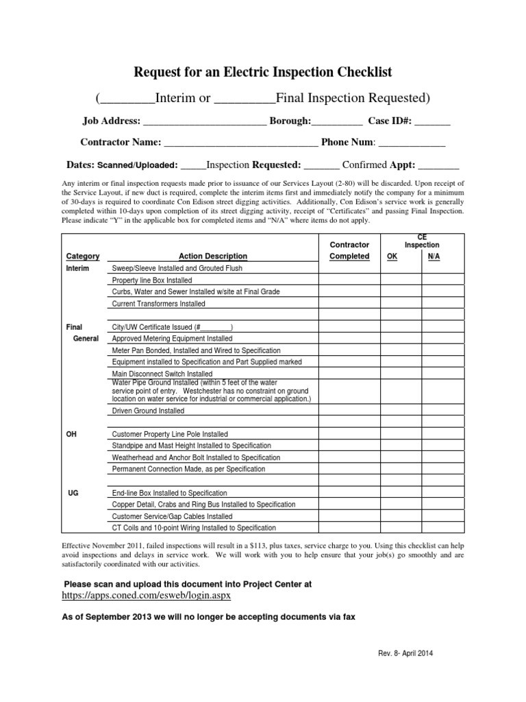 sample residential electrical inspection checklist template sample residential electrical inspection checklist template
