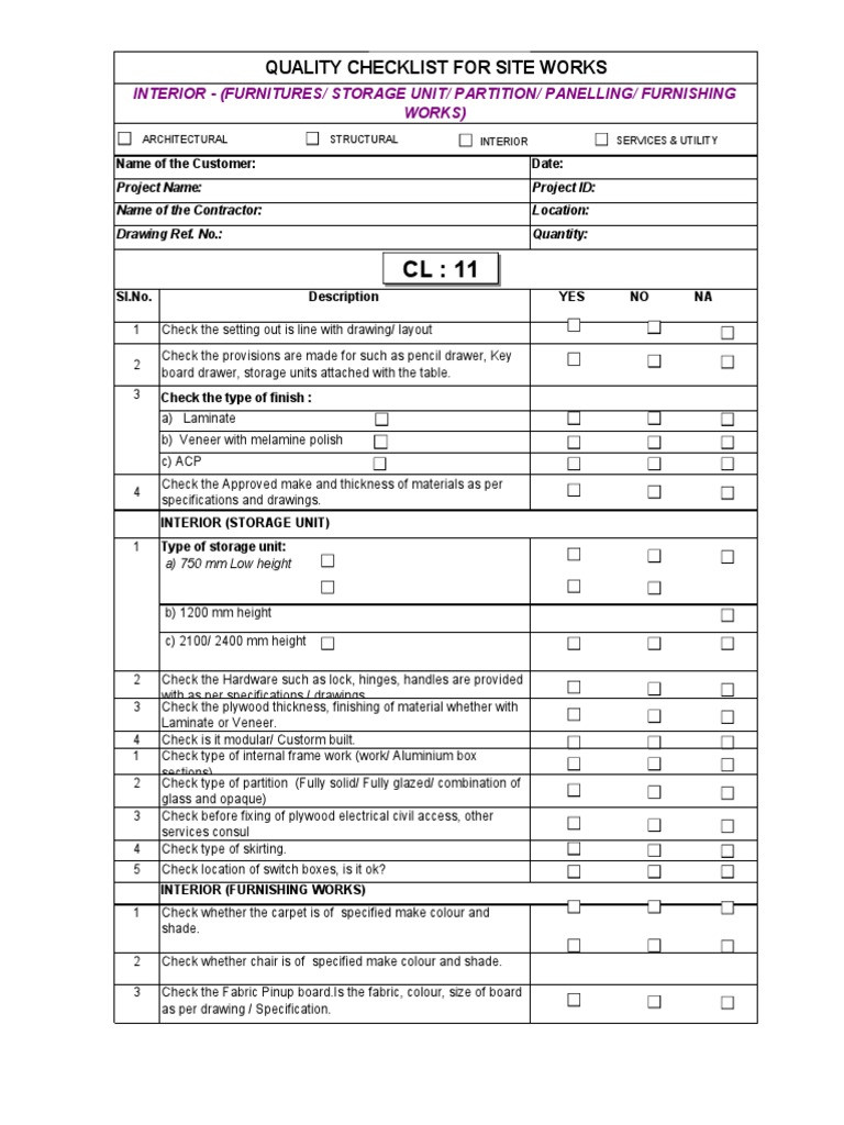 sample furniture quality control checklist template sample furniture quality control checklist template