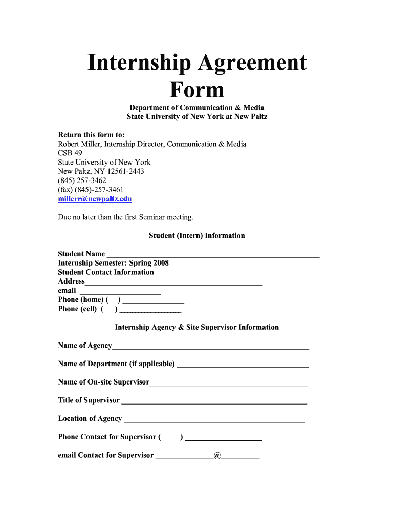 sample internship agreement template sample internship agreement template