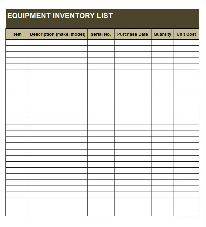 inventory checklist template inventory checklist template