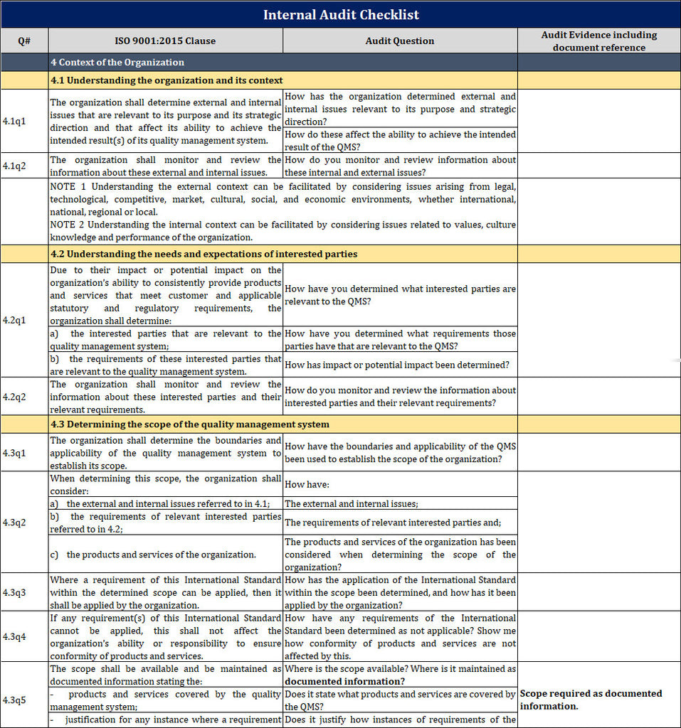 sample internal audit checklist template sample internal audit checklist template