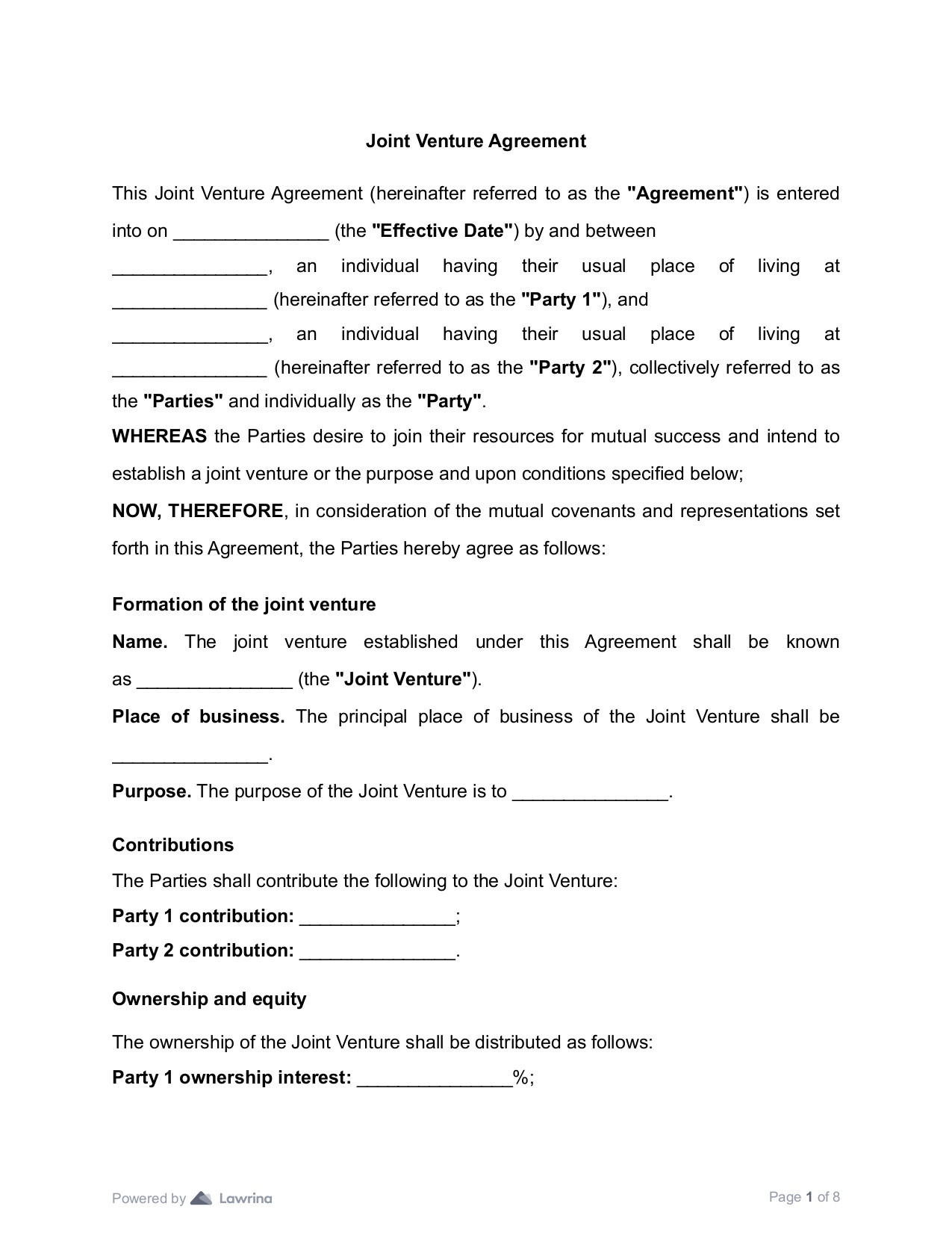 sample joint venture agreement template sample joint venture agreement template