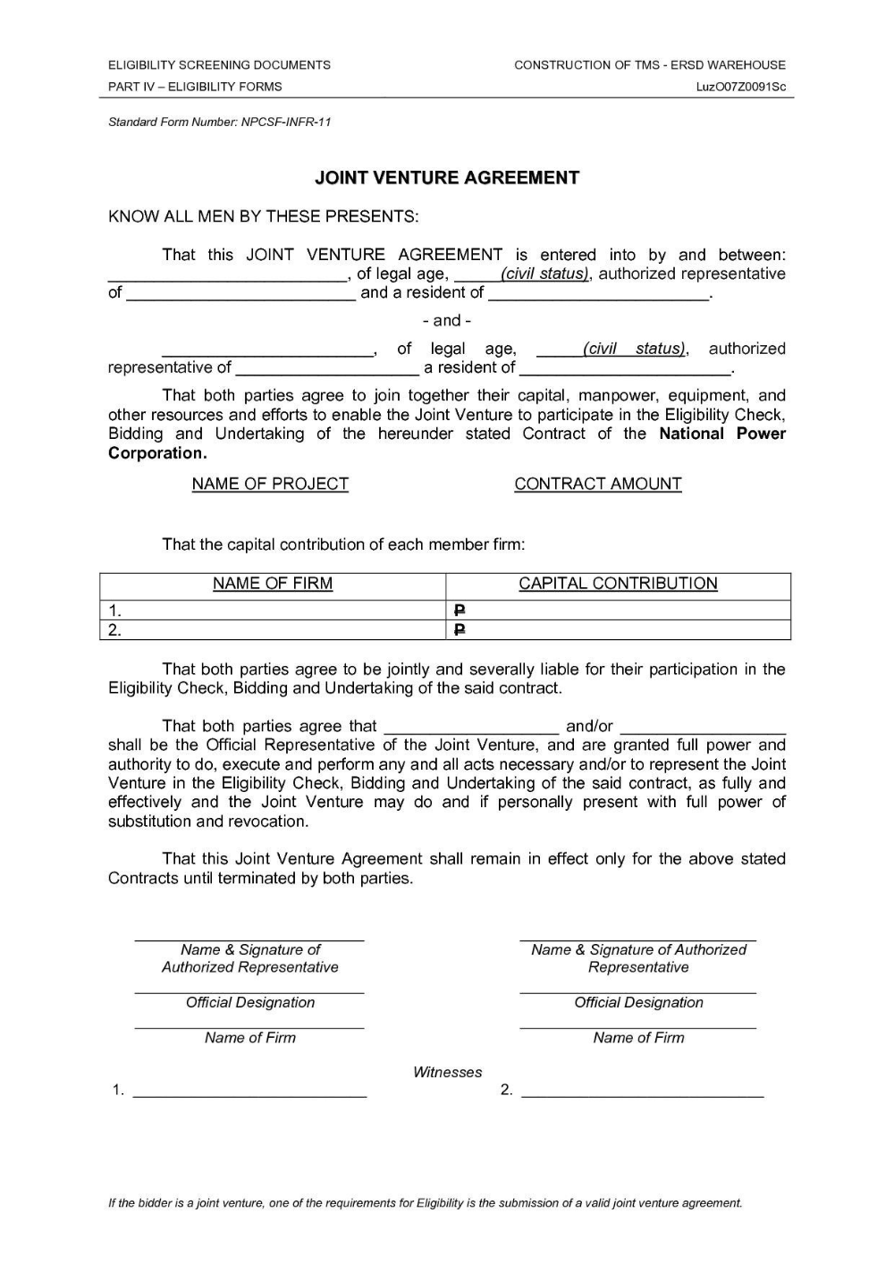 sample joint venture agreement template sample joint venture agreement template