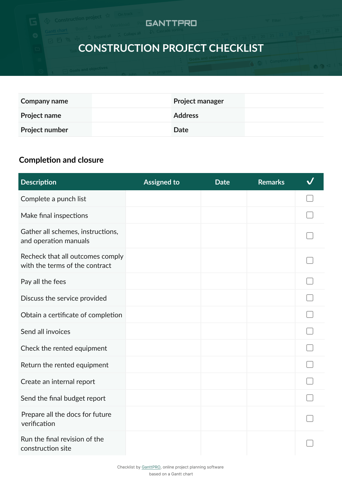 Key Stages of Construction Project Checklist Key Stages of Construction Project Checklist