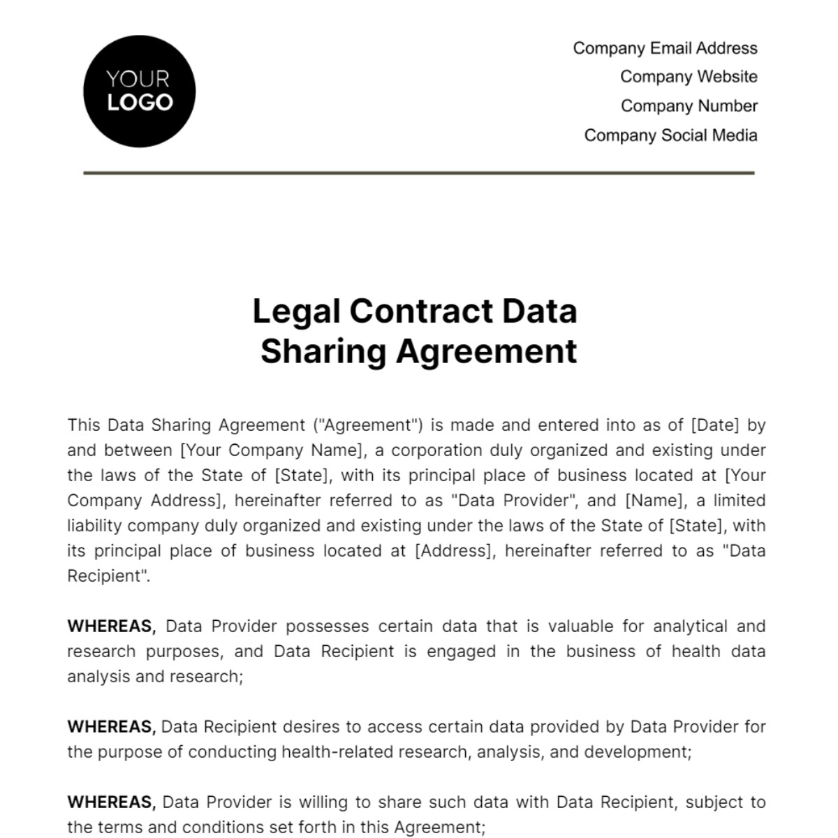 sample data sharing agreement template sample data sharing agreement template
