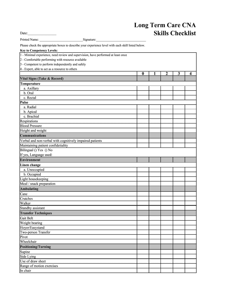 sample nursing skills checklist template sample nursing skills checklist template