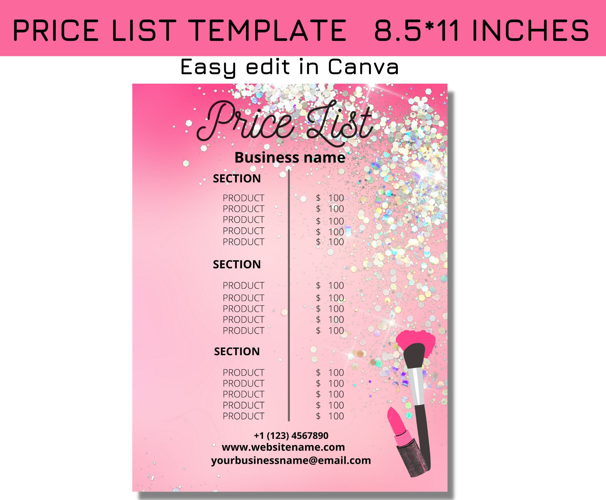 sample Makeup Price List Template sample Makeup Price List Template