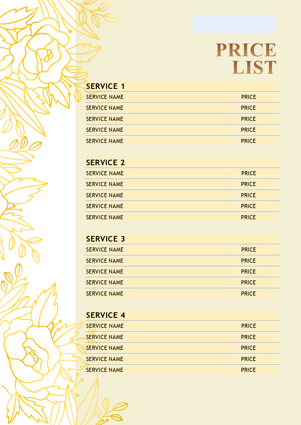 sample Makeup Price List Template sample Makeup Price List Template