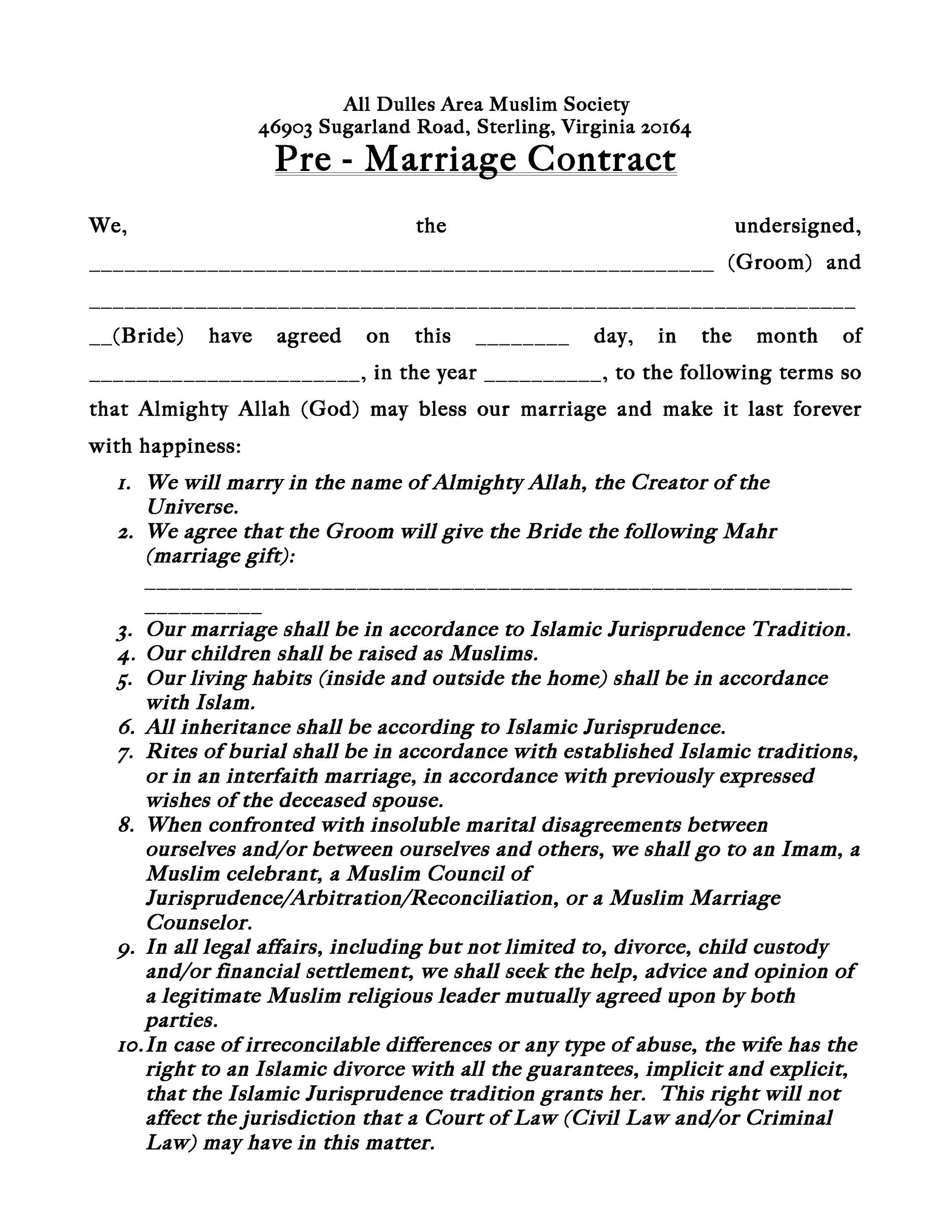 sample marriage agreement template sample marriage agreement template