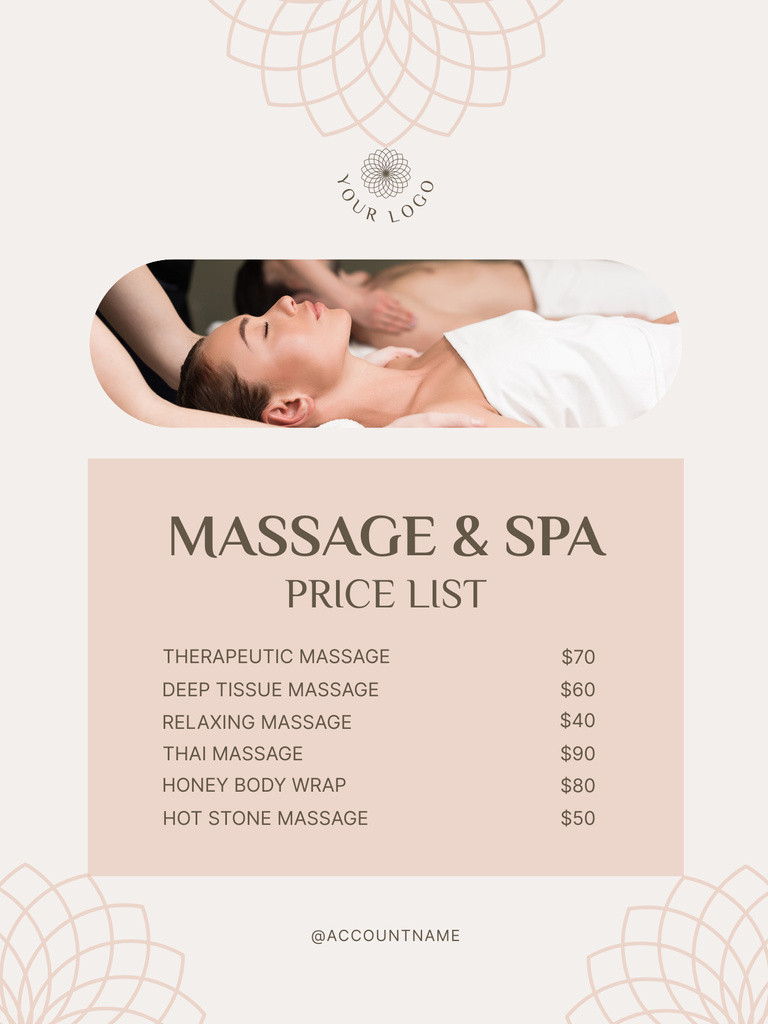 sample Massage Price List Template sample Massage Price List Template