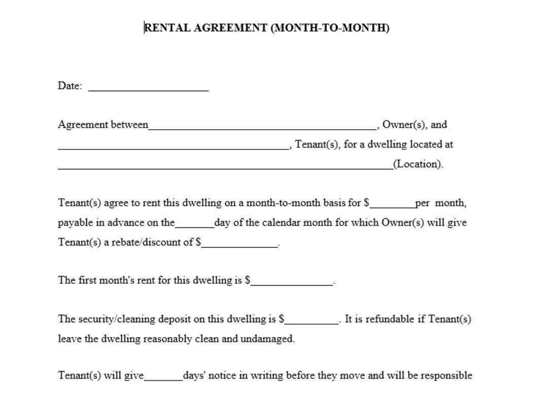 sample month to month lease agreement template sample month to month lease agreement template