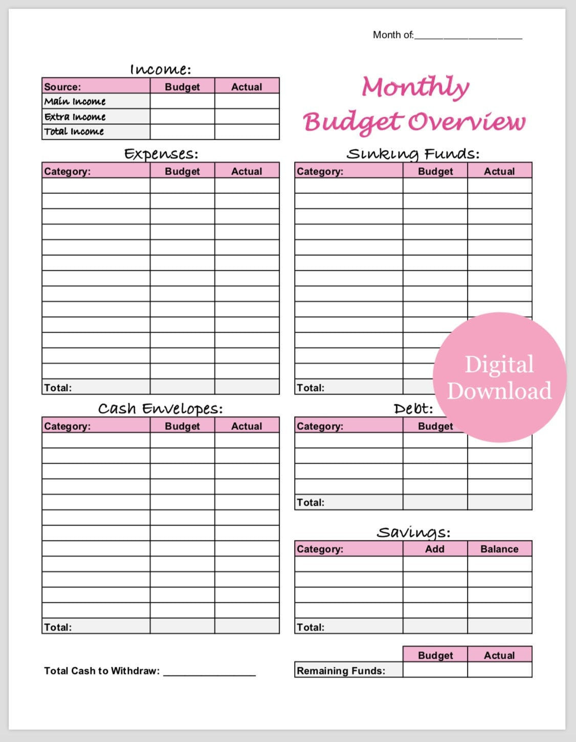 sample envelope budget template sample envelope budget template