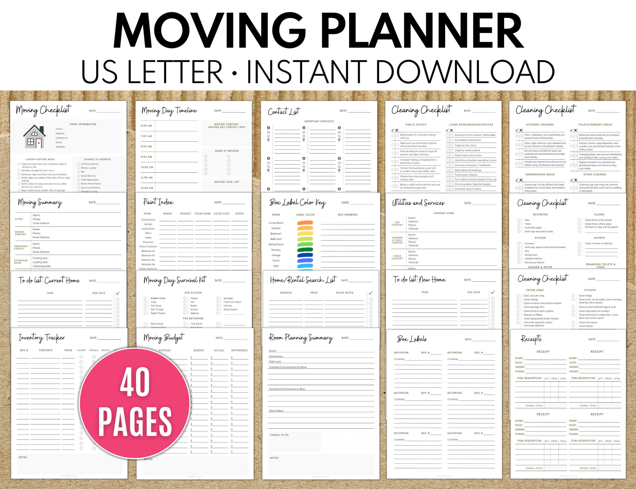 Moving Checklist, Moving Planner, Moving Binder, Moving Labels Moving Checklist, Moving Planner, Moving Binder, Moving Labels