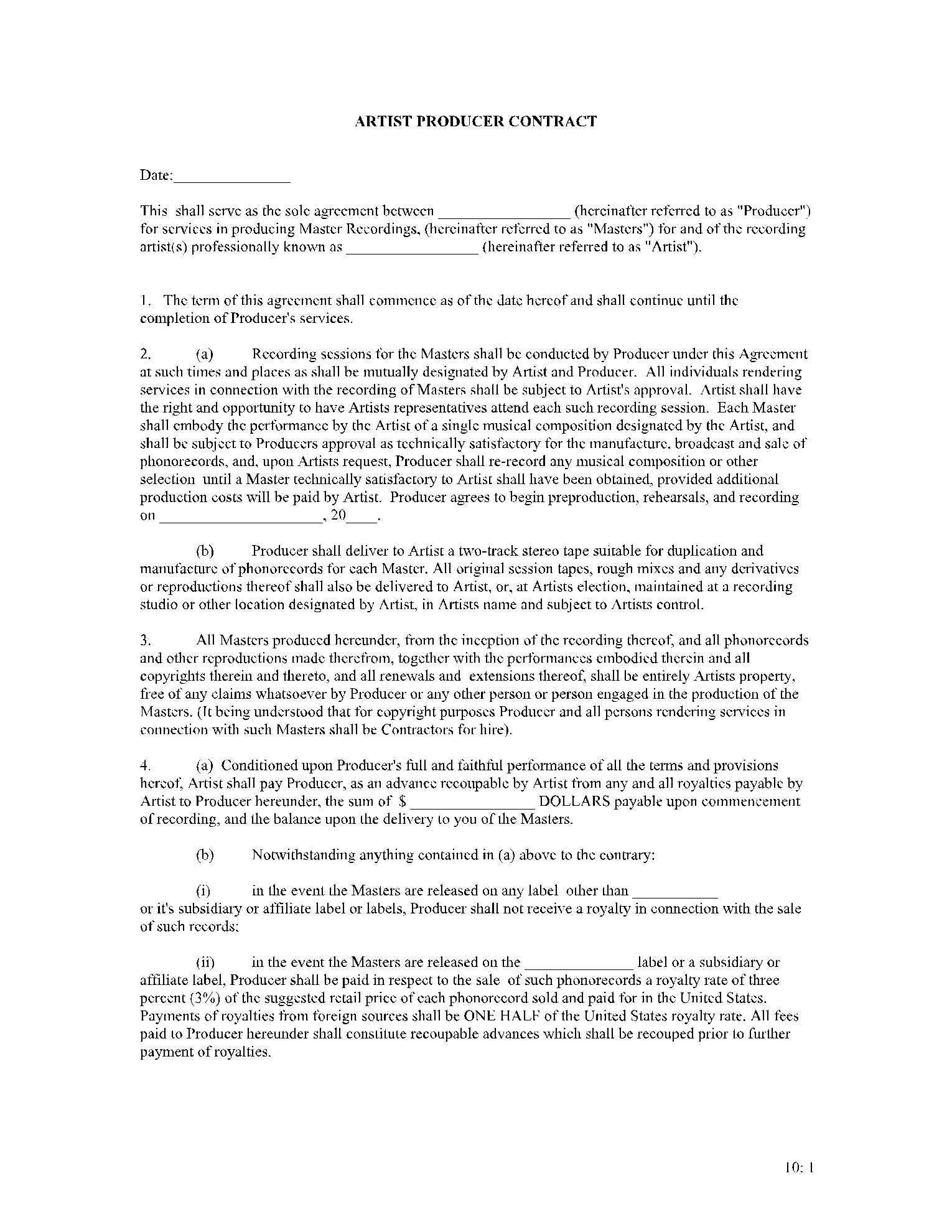 sample recording agreement template sample recording agreement template