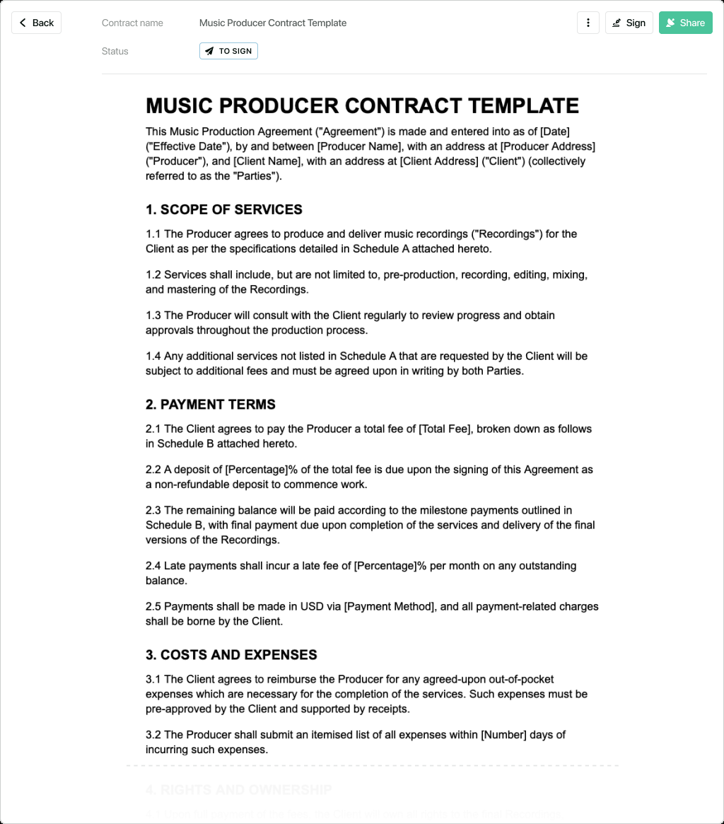sample music production agreement template sample music production agreement template