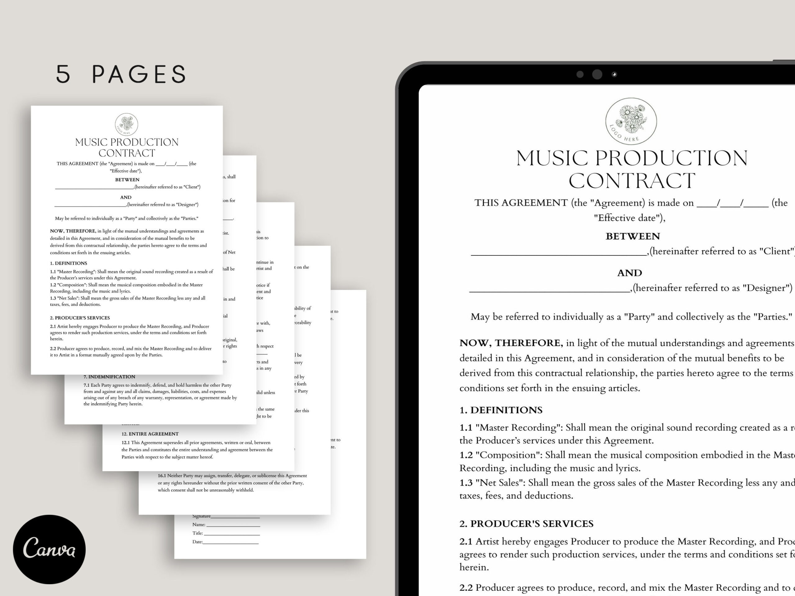 sample music production agreement template sample music production agreement template