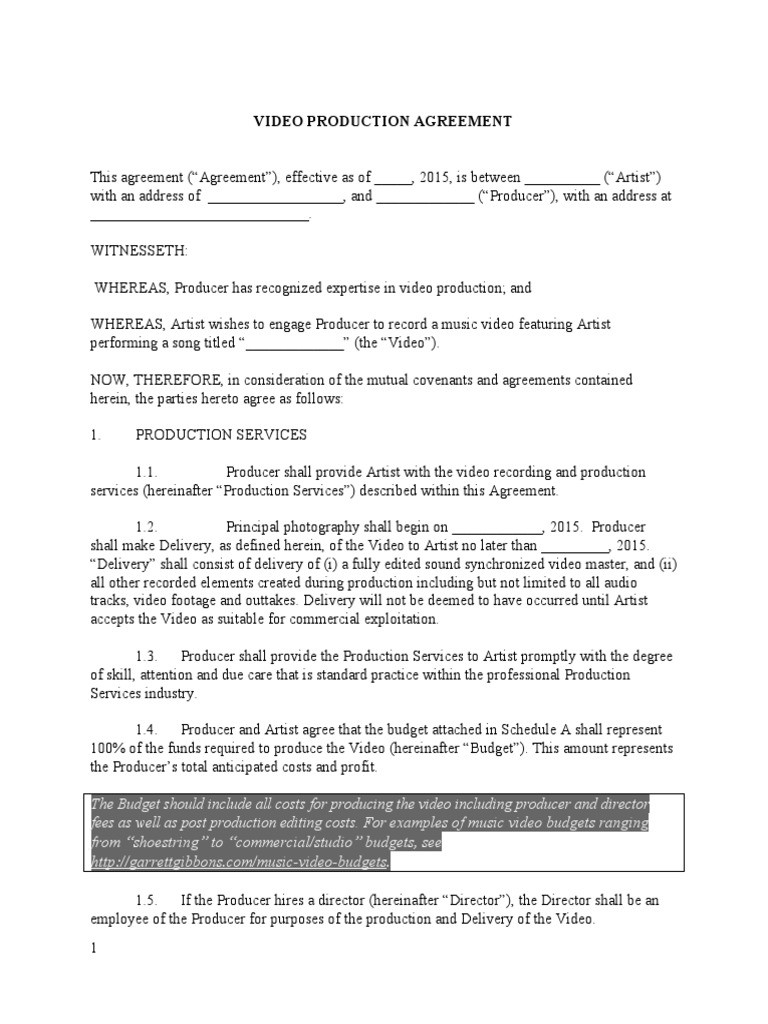sample music production agreement template sample music production agreement template