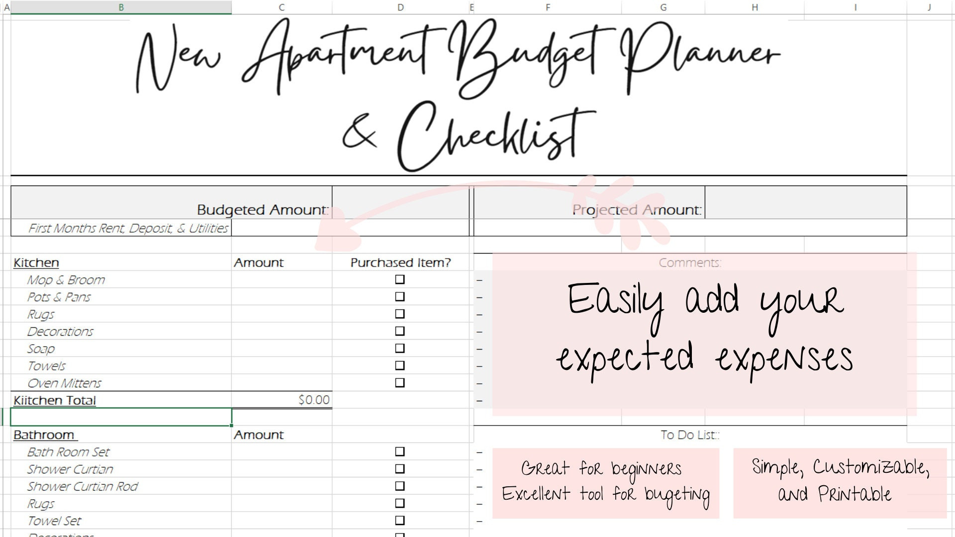 sample first apartment budget template sample first apartment budget template