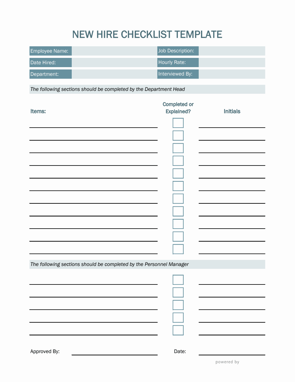 sample new hire checklist template sample new hire checklist template