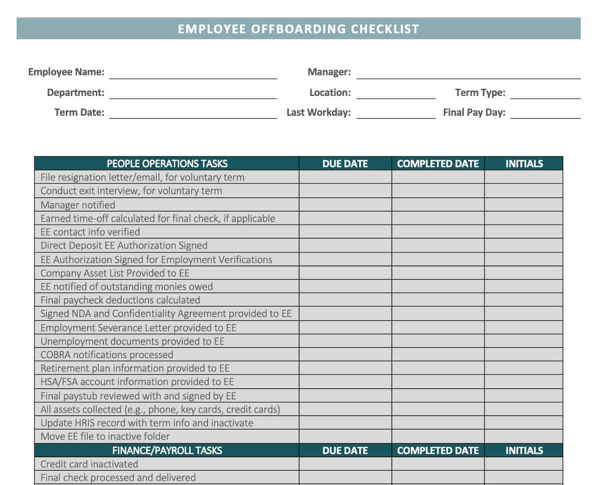 Offboarding Checklist - Talent Alchemists Offboarding Checklist - Talent Alchemists