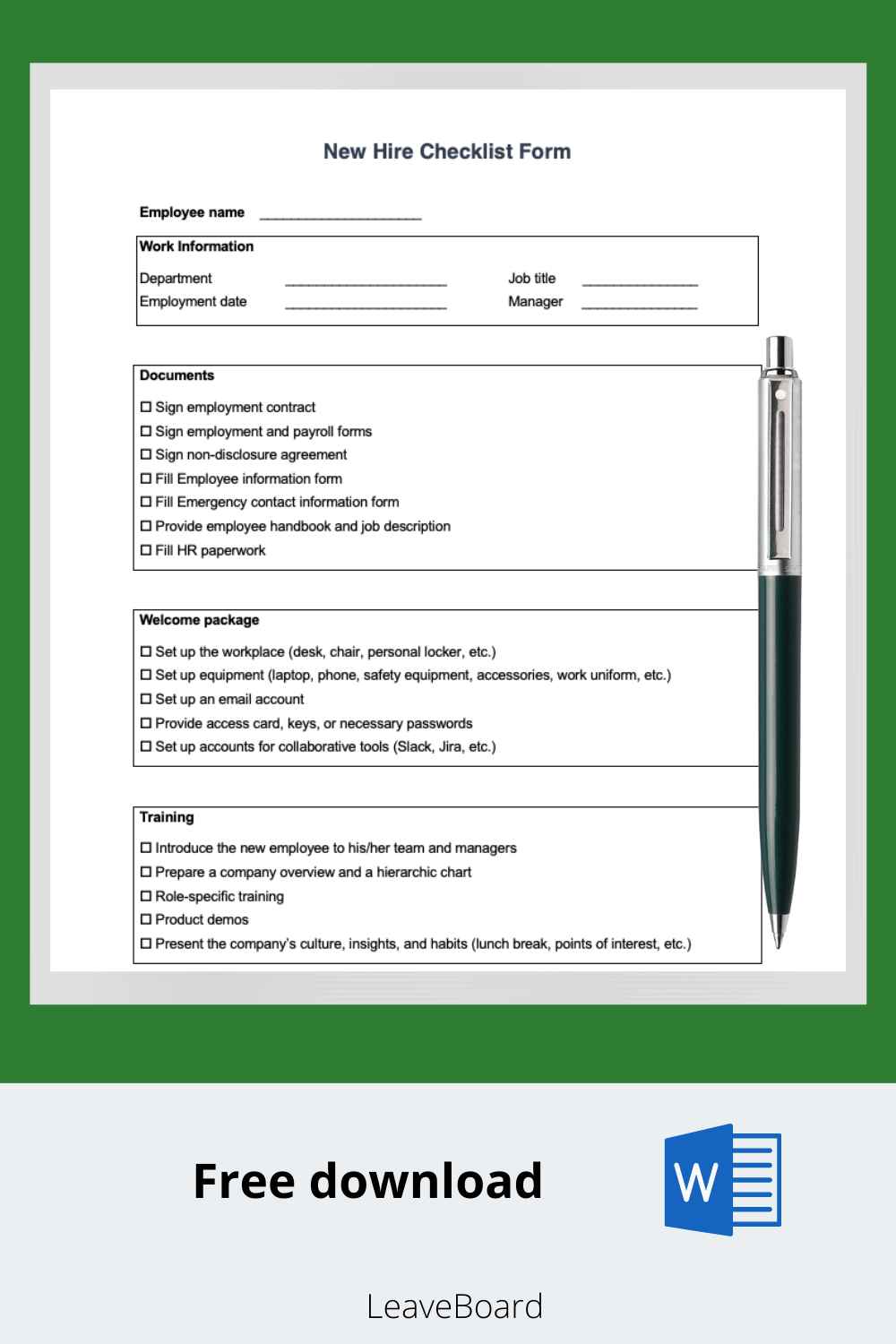 sample employment checklist template sample employment checklist template