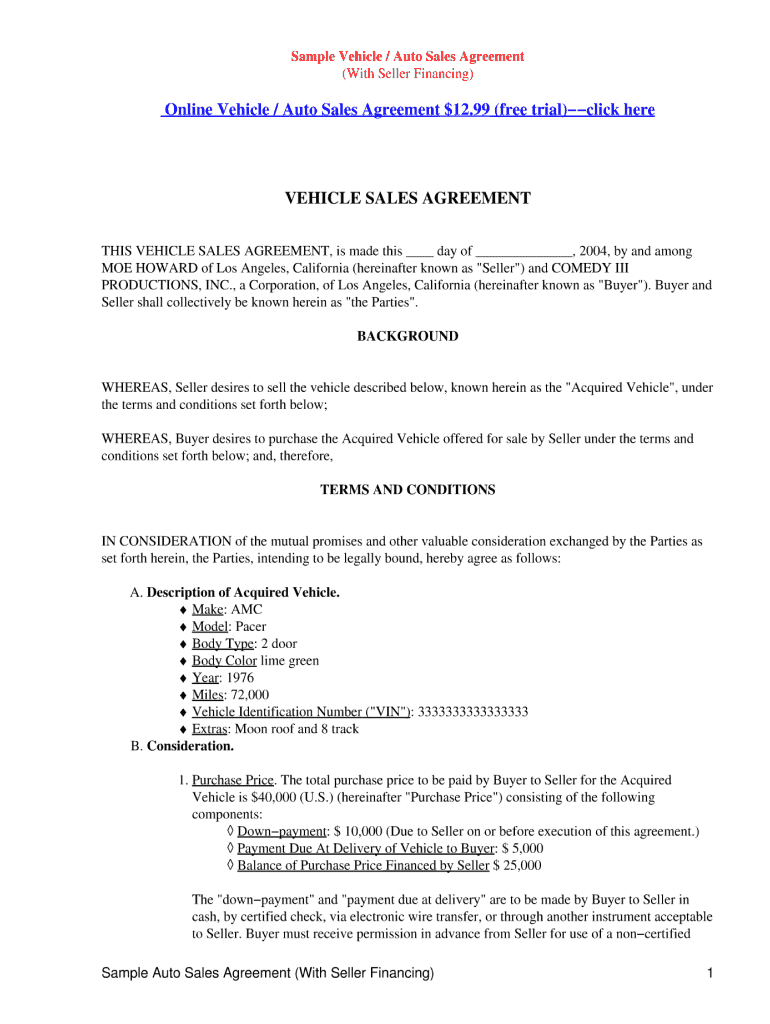 sample seller financing agreement template sample seller financing agreement template