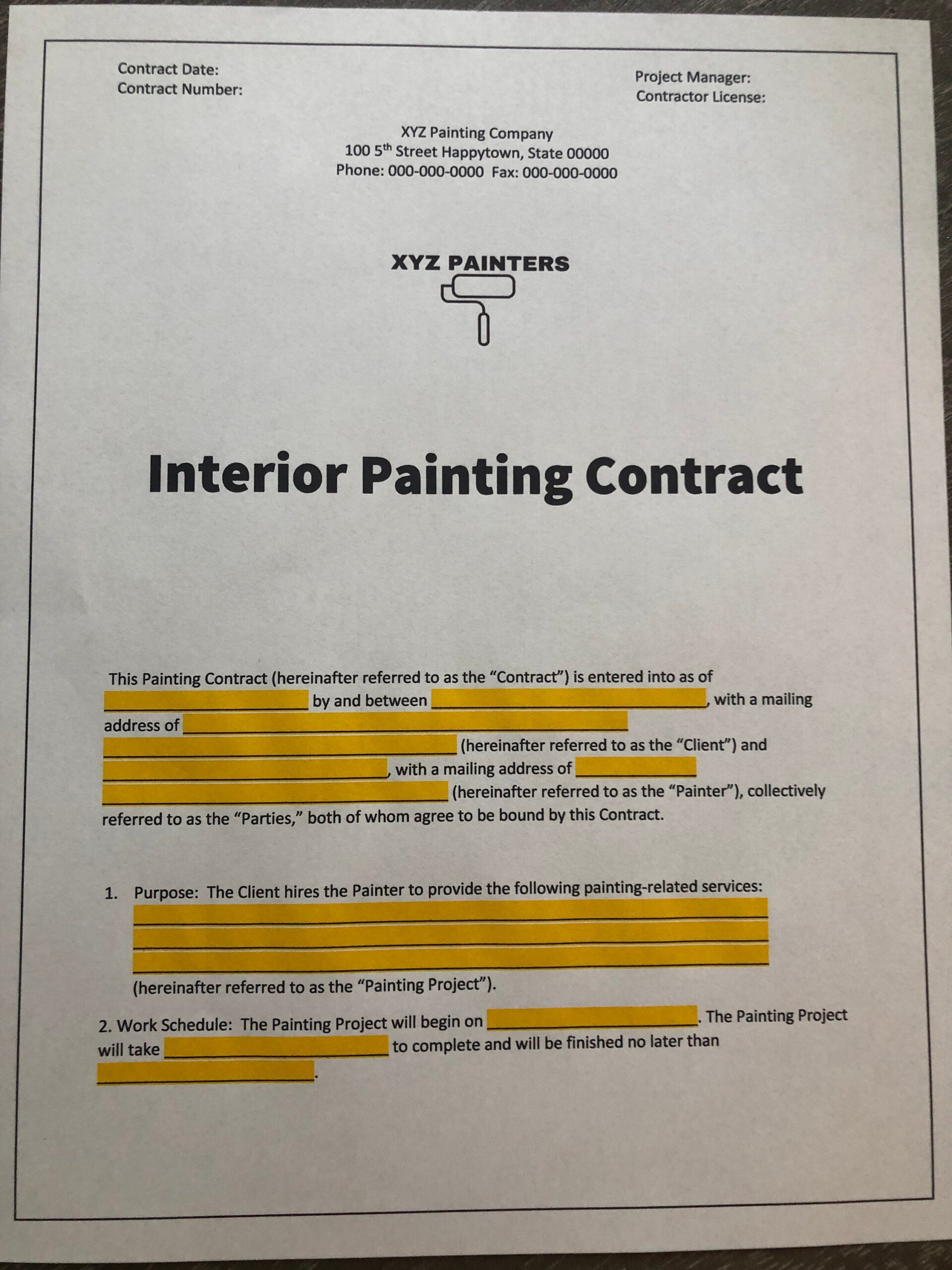 sample painting agreement template sample painting agreement template