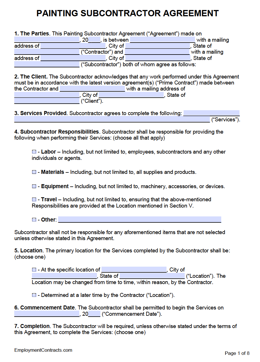 sample painting agreement template sample painting agreement template