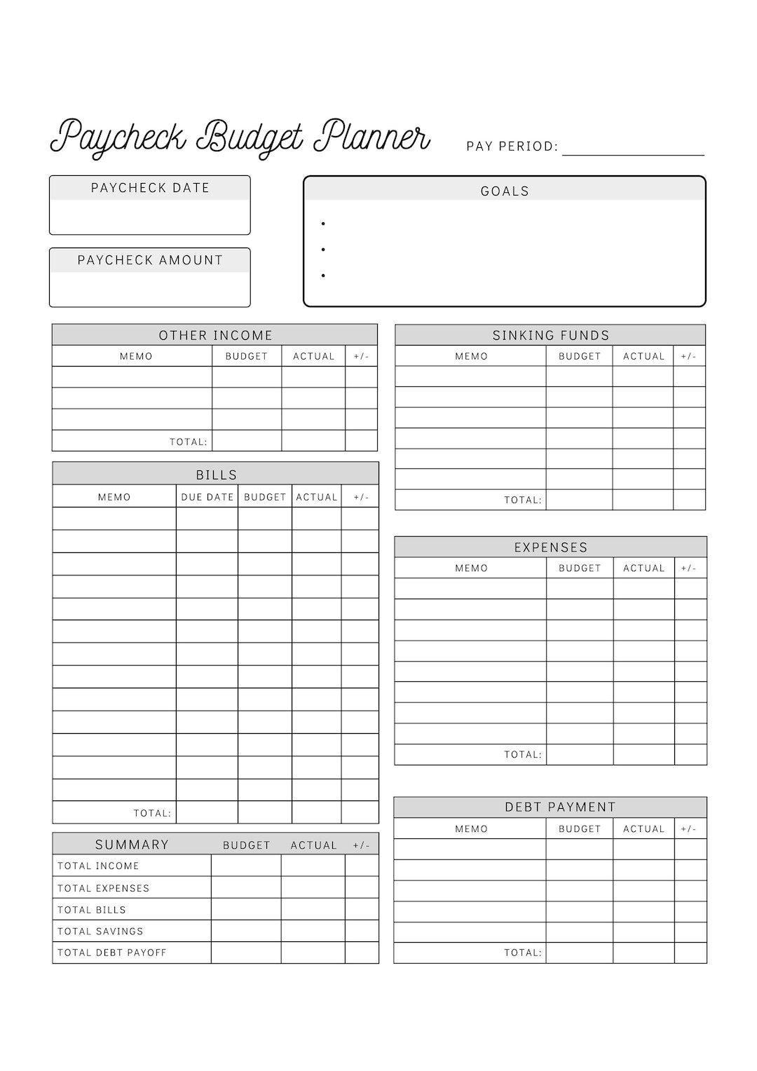 sample pay period budget template sample pay period budget template
