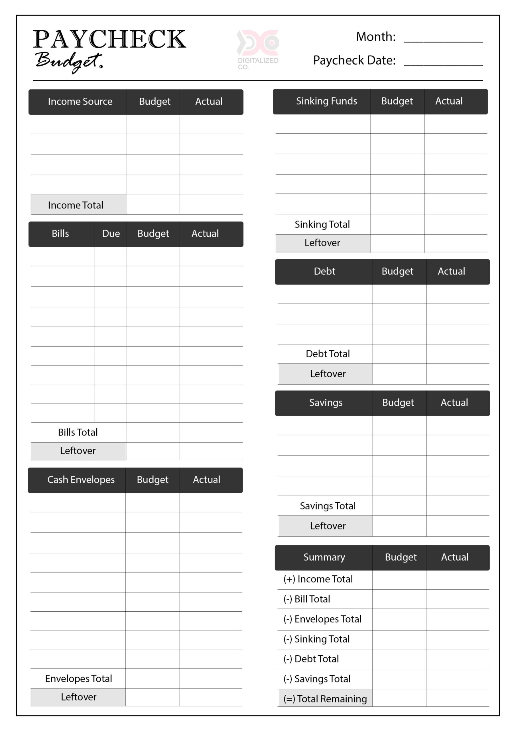 sample paycheck to paycheck budget template sample paycheck to paycheck budget template