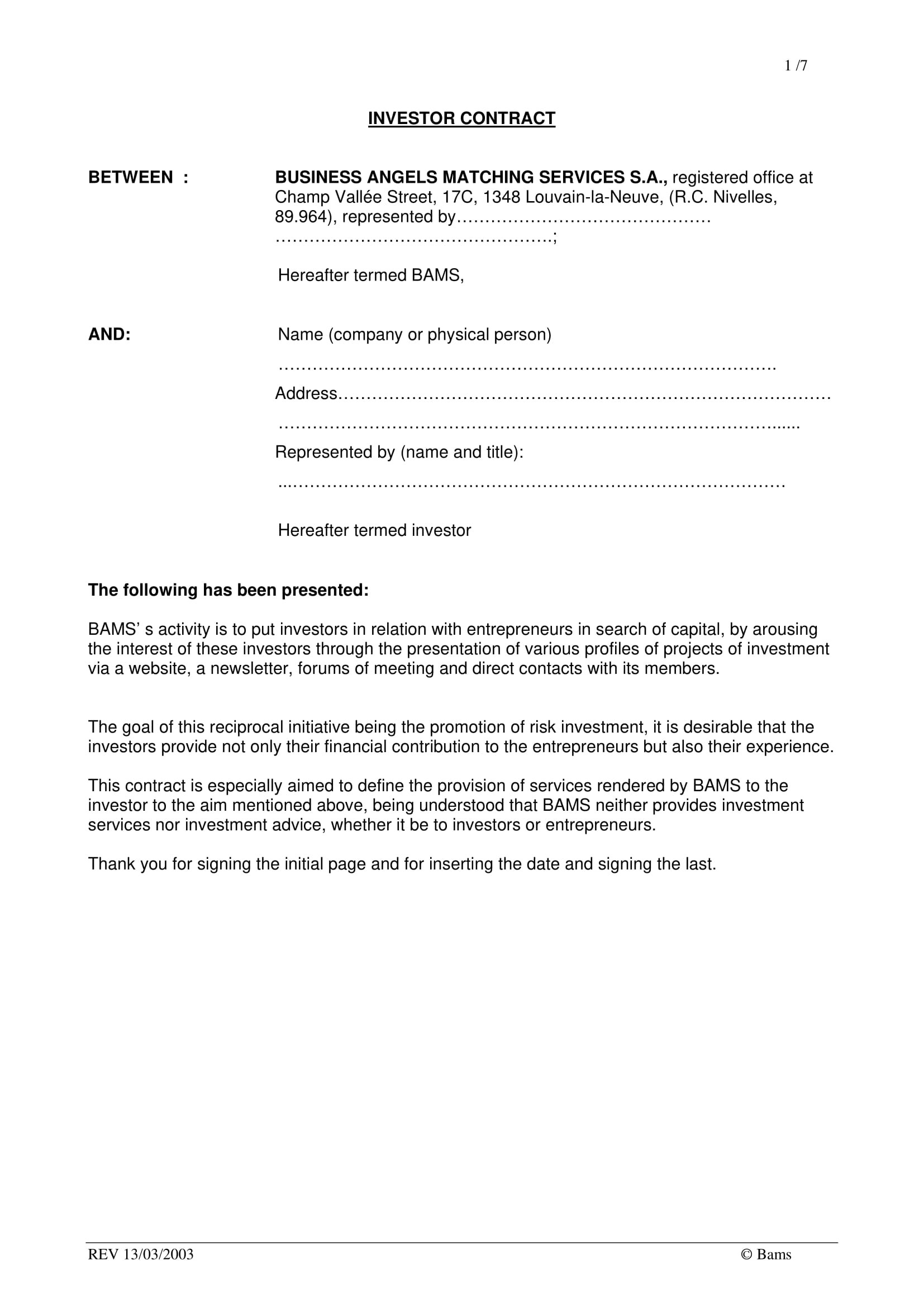 sample investment agreement template sample investment agreement template