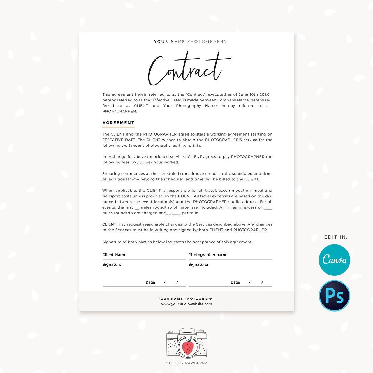 sample photographer agreement template sample photographer agreement template