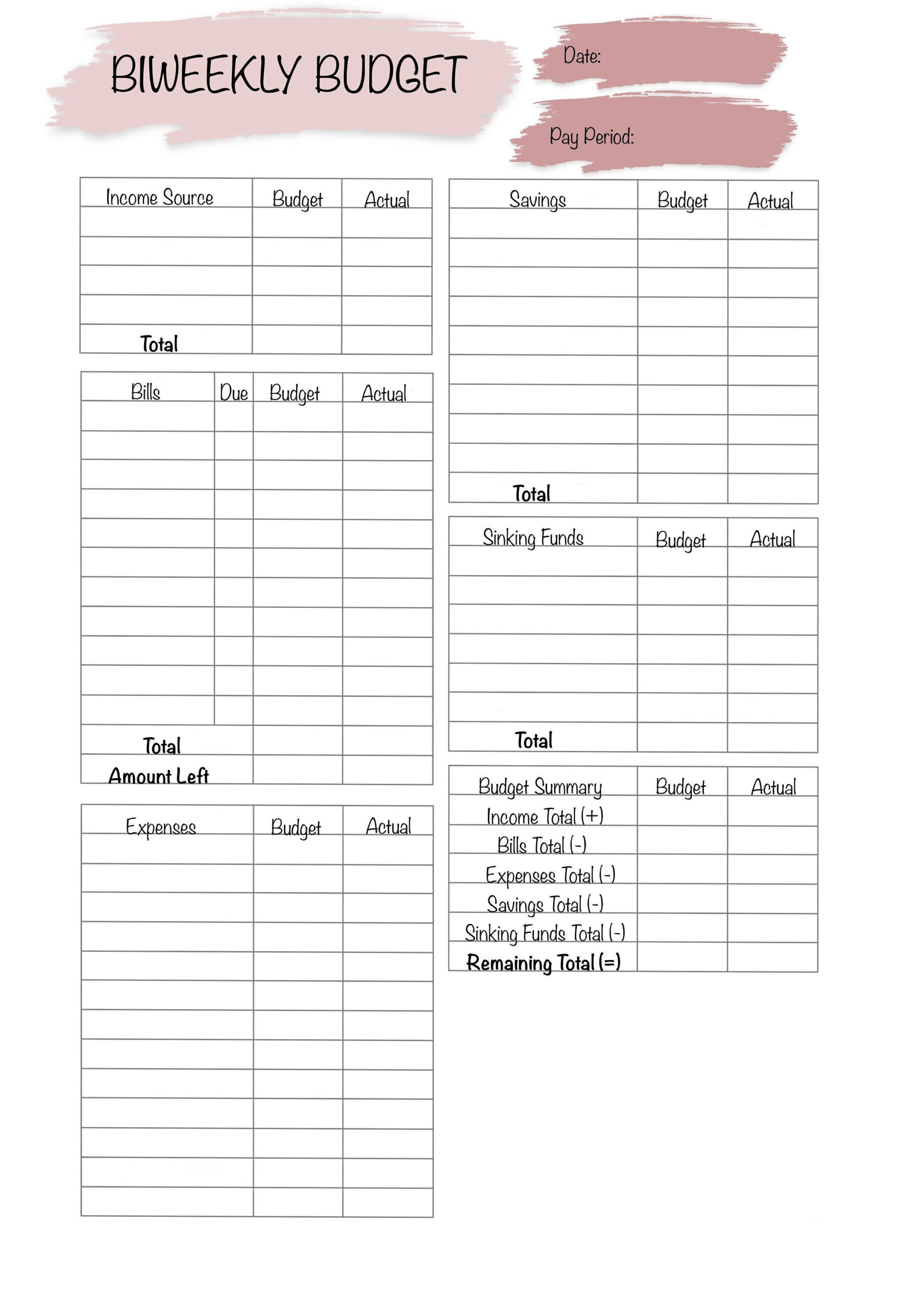 sample bi weekly paycheck budget template sample bi weekly paycheck budget template