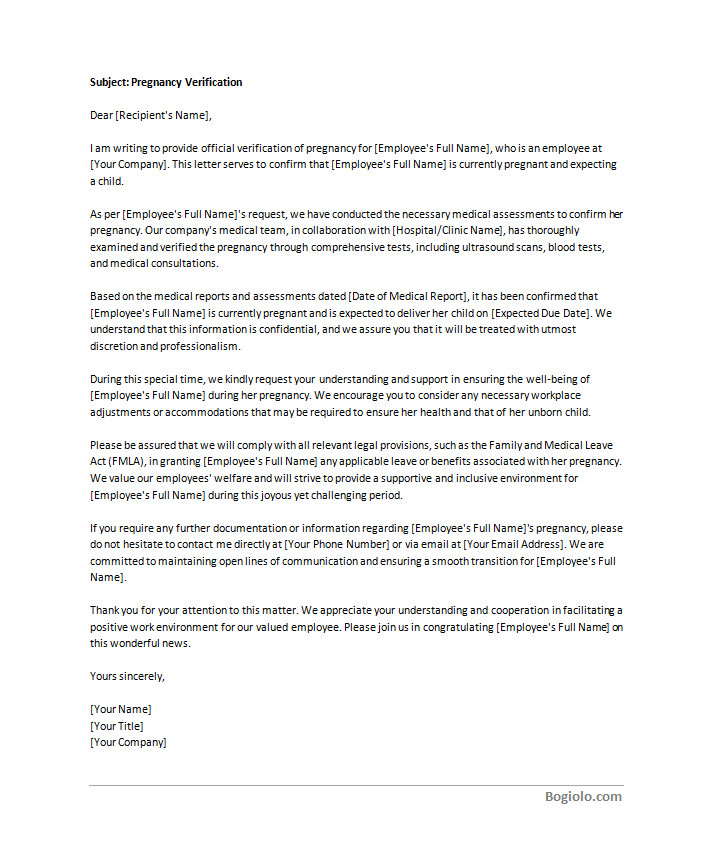 pregnancy verification letter template Printable pregnancy verification letter template available in Word for easy editing