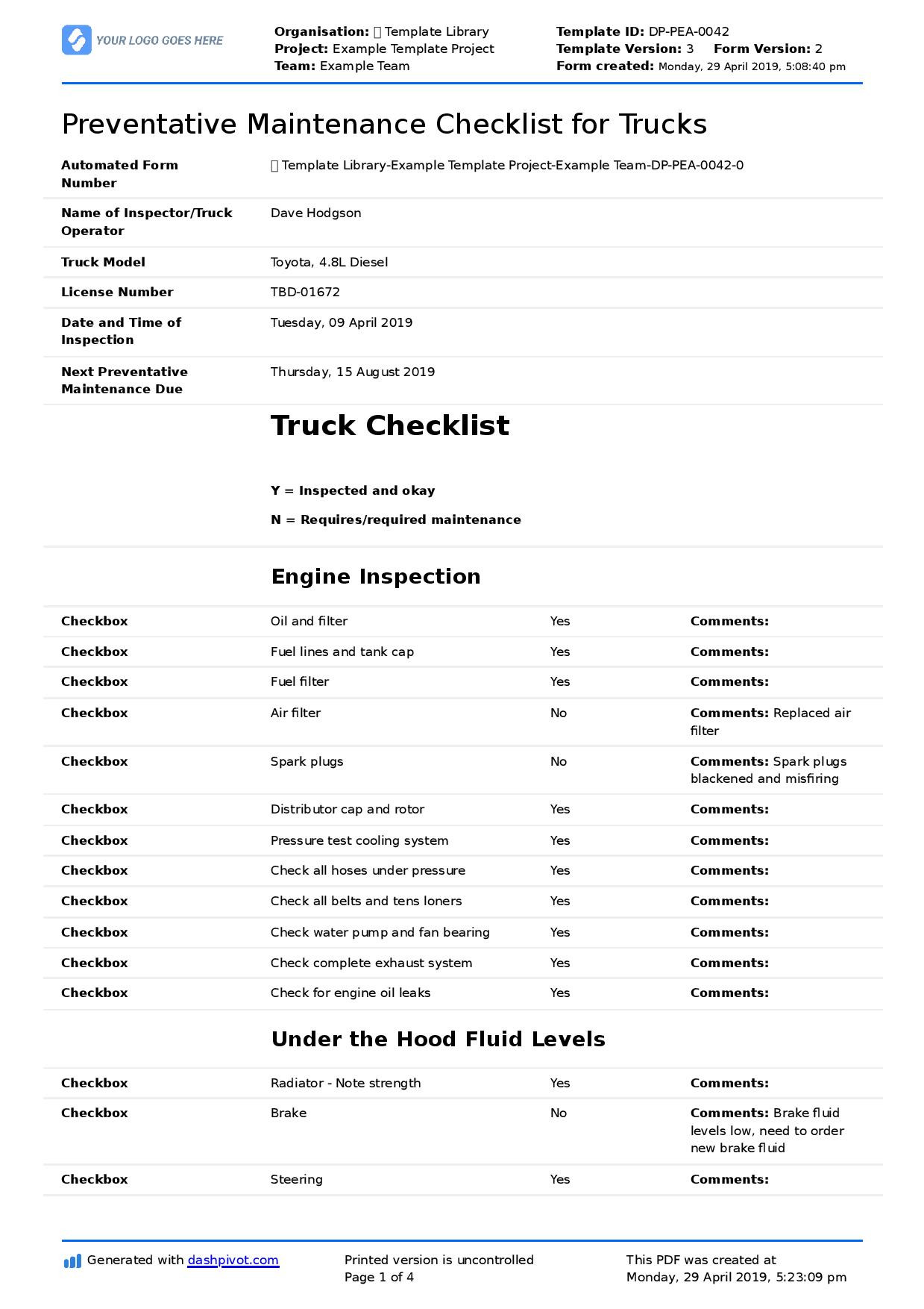 Preventative Maintenance Checklist for Trucks: Diesel, semi trucks Preventative Maintenance Checklist for Trucks: Diesel, semi trucks