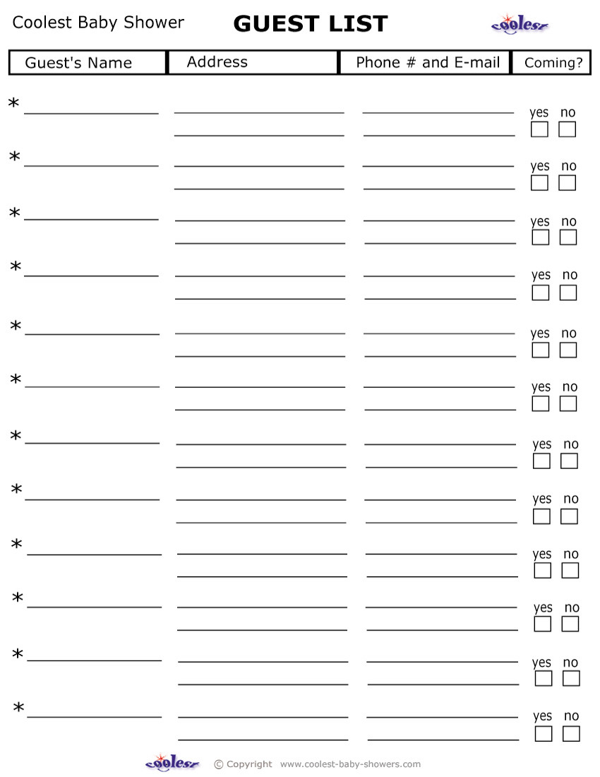 Printable Baby Shower Guest List - Coolest Free Printables Printable Baby Shower Guest List - Coolest Free Printables