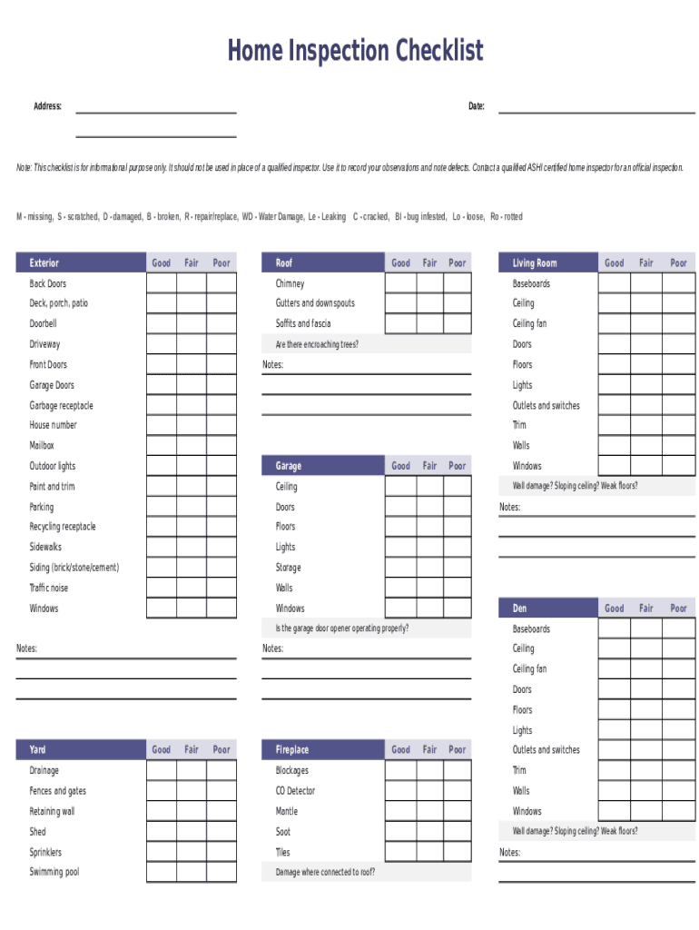 Printable Home Inspection Checklist - Fill Online, Printable Printable Home Inspection Checklist - Fill Online, Printable