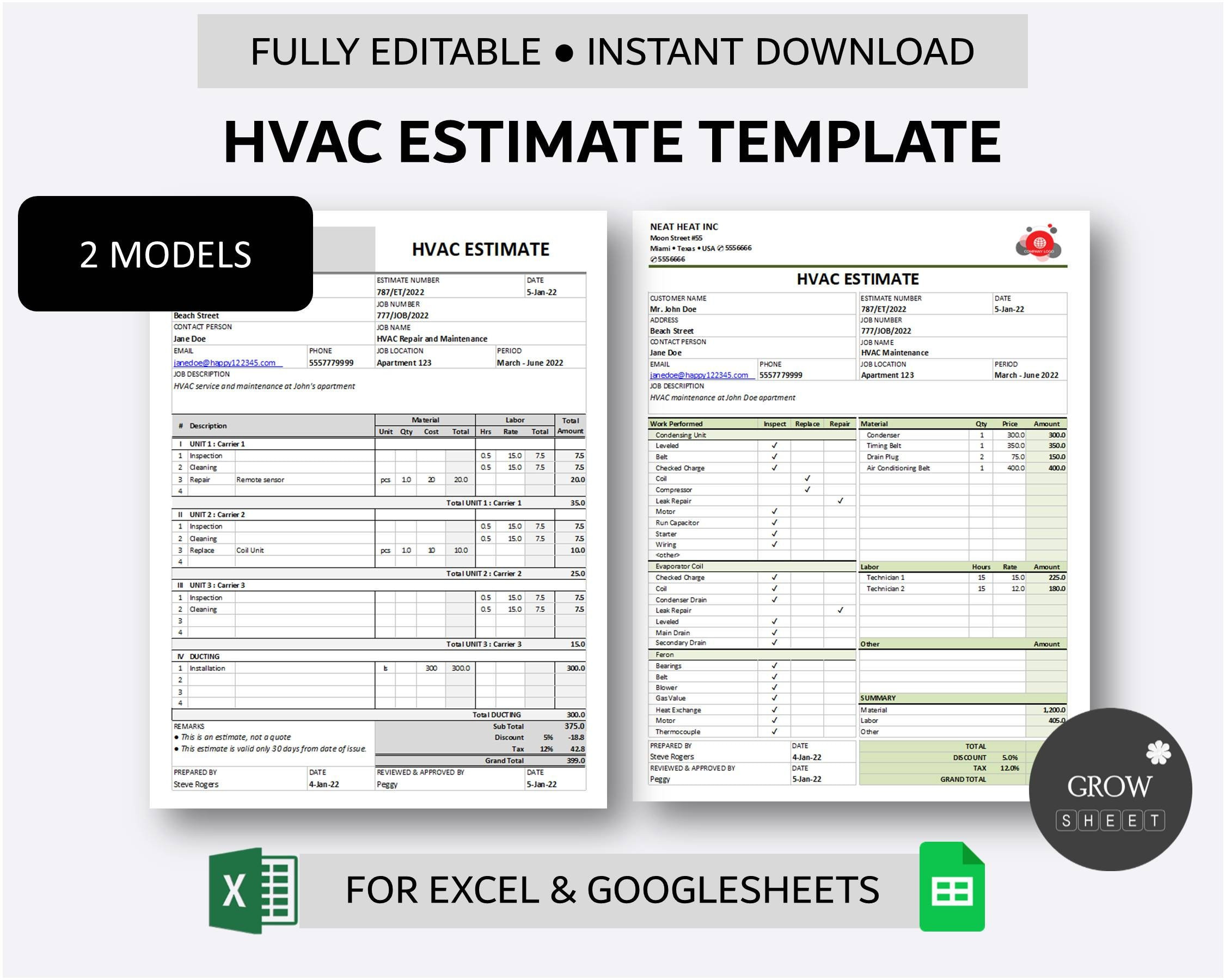 sample HVAC Price List Template sample HVAC Price List Template