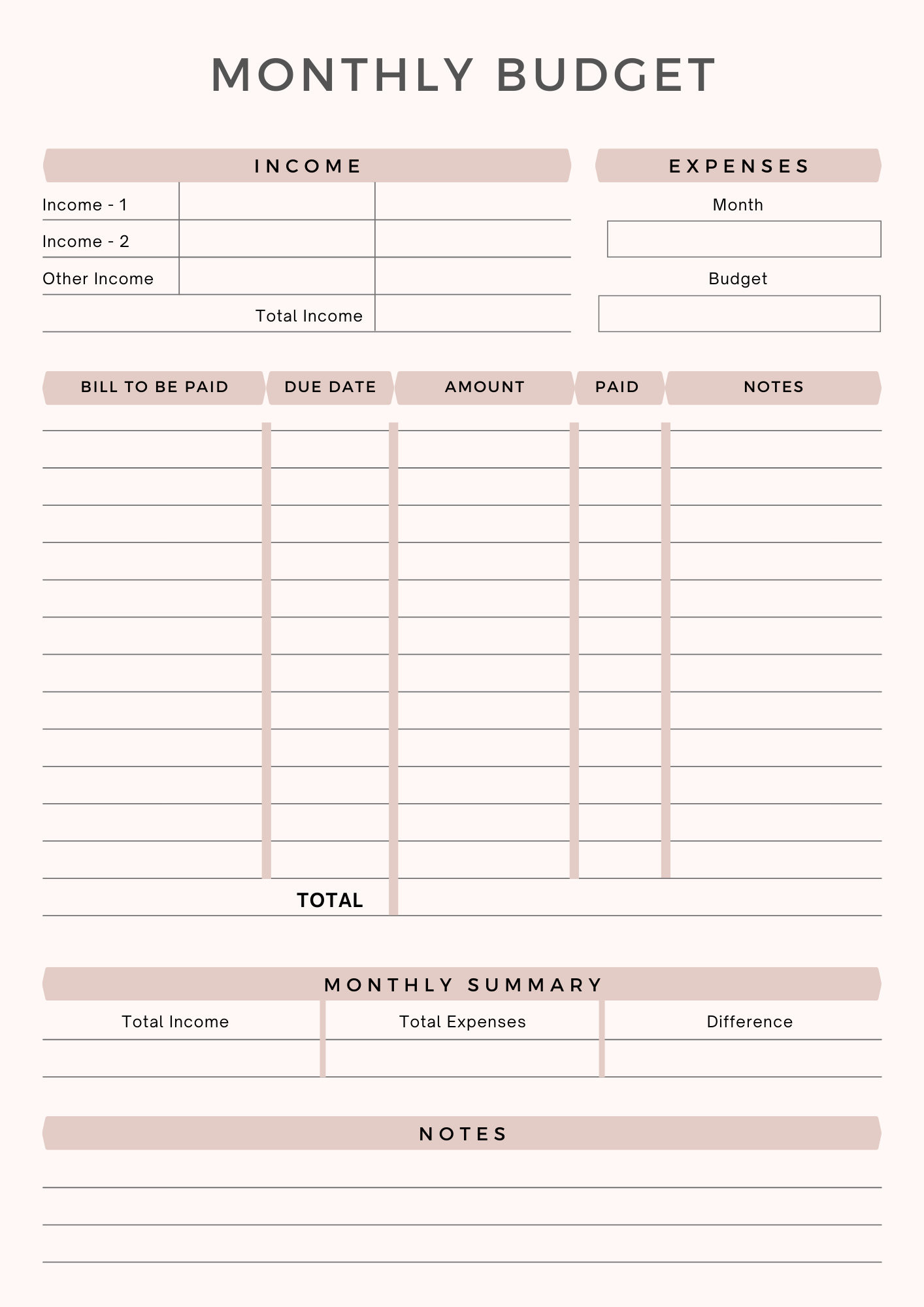 sample cute monthly budget template sample cute monthly budget template