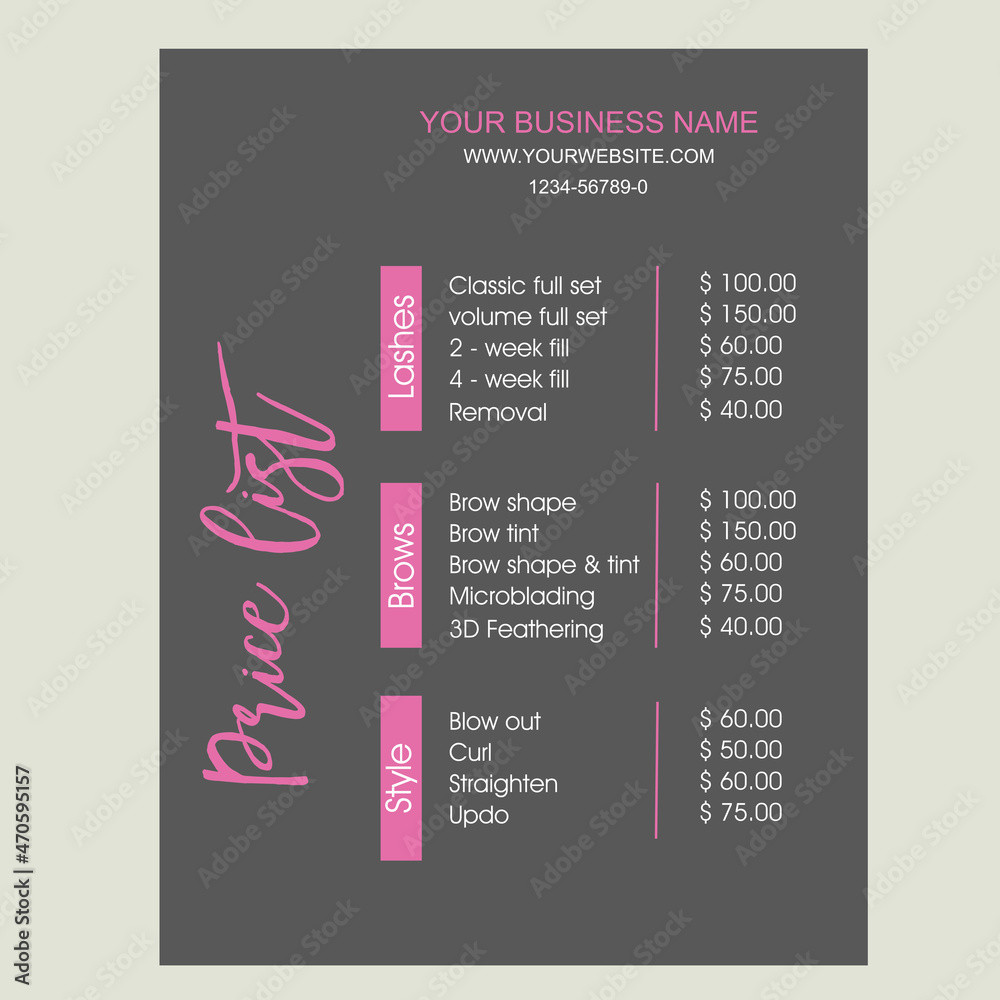 sample Hair Salon Price List Template sample Hair Salon Price List Template