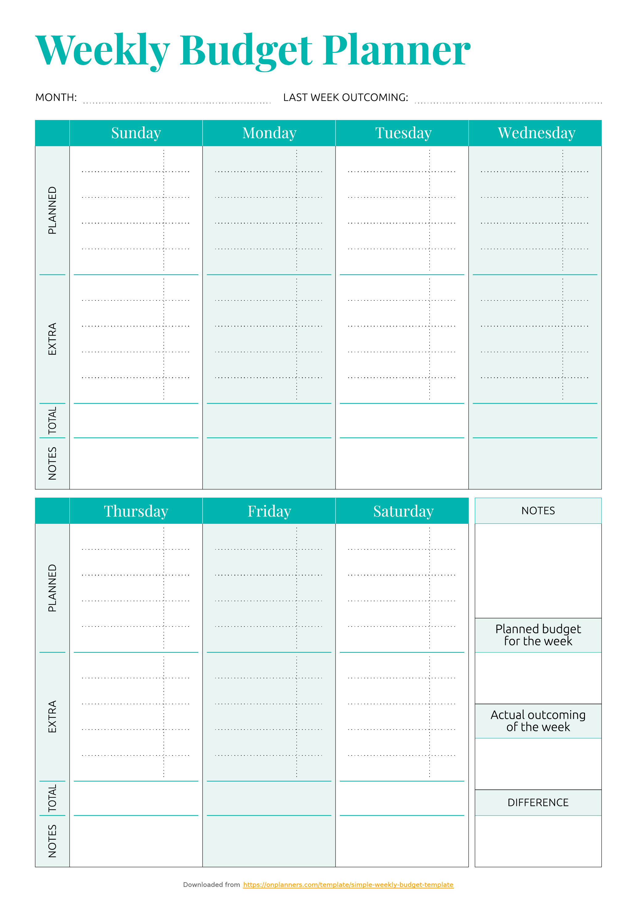 sample simple weekly budget template sample simple weekly budget template