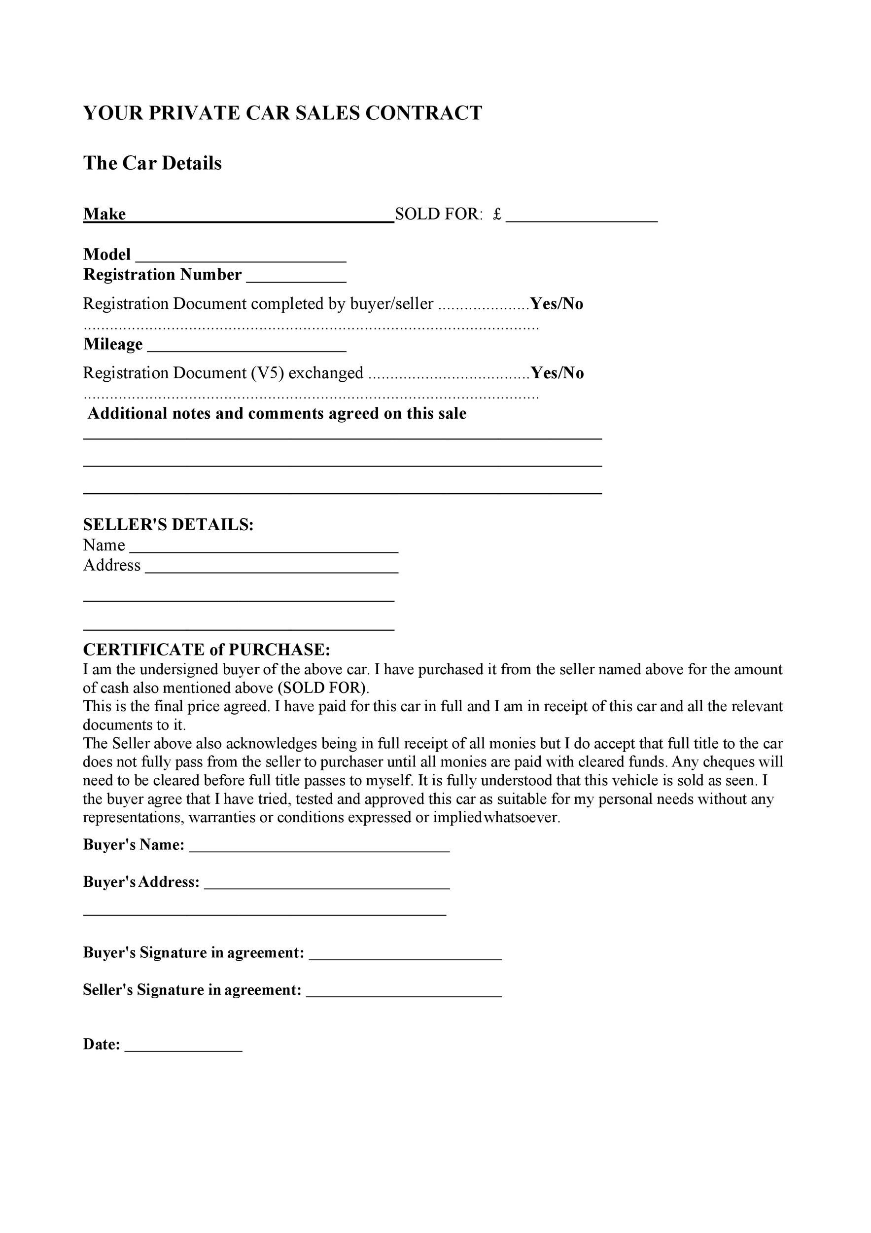 sample car buying agreement template sample car buying agreement template
