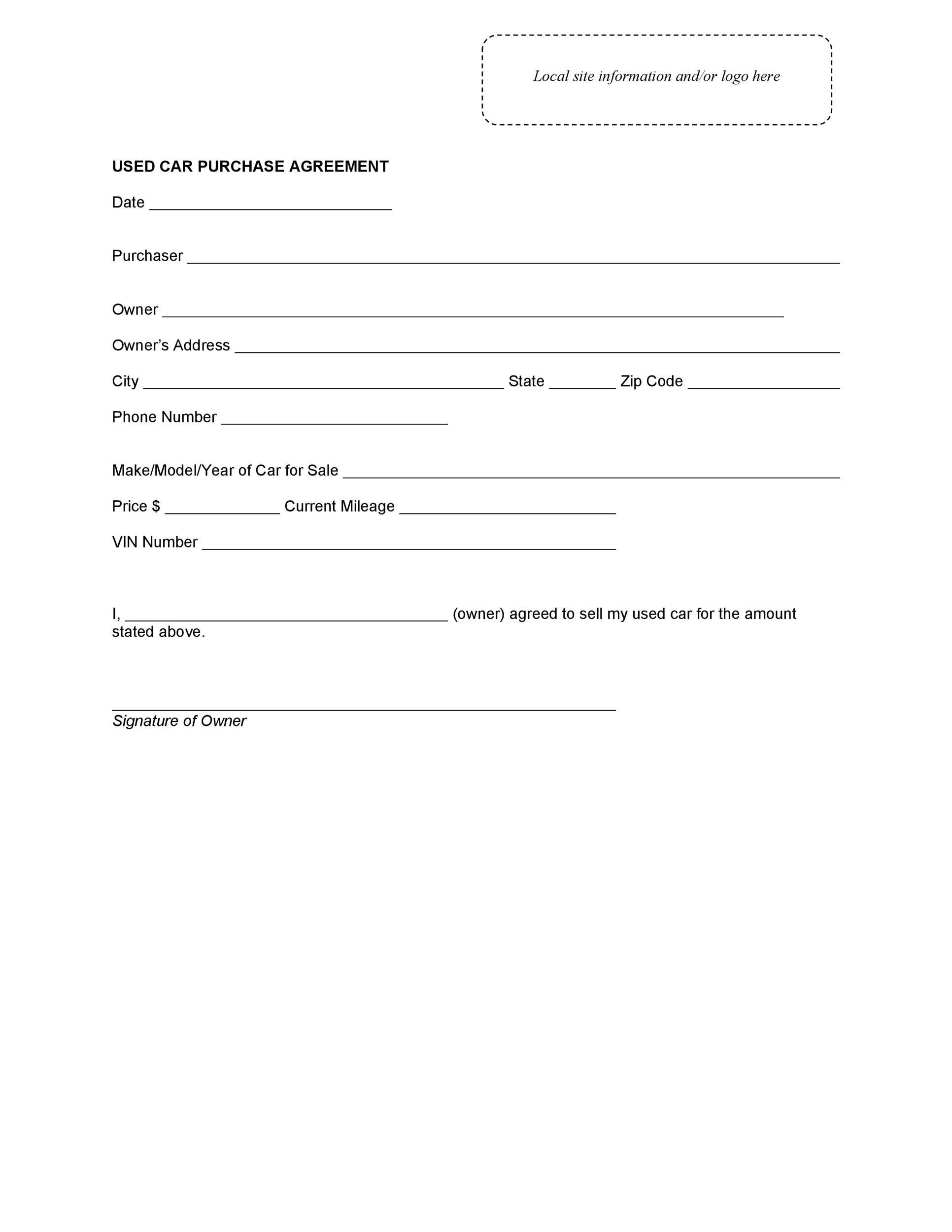 sample car buying agreement template sample car buying agreement template
