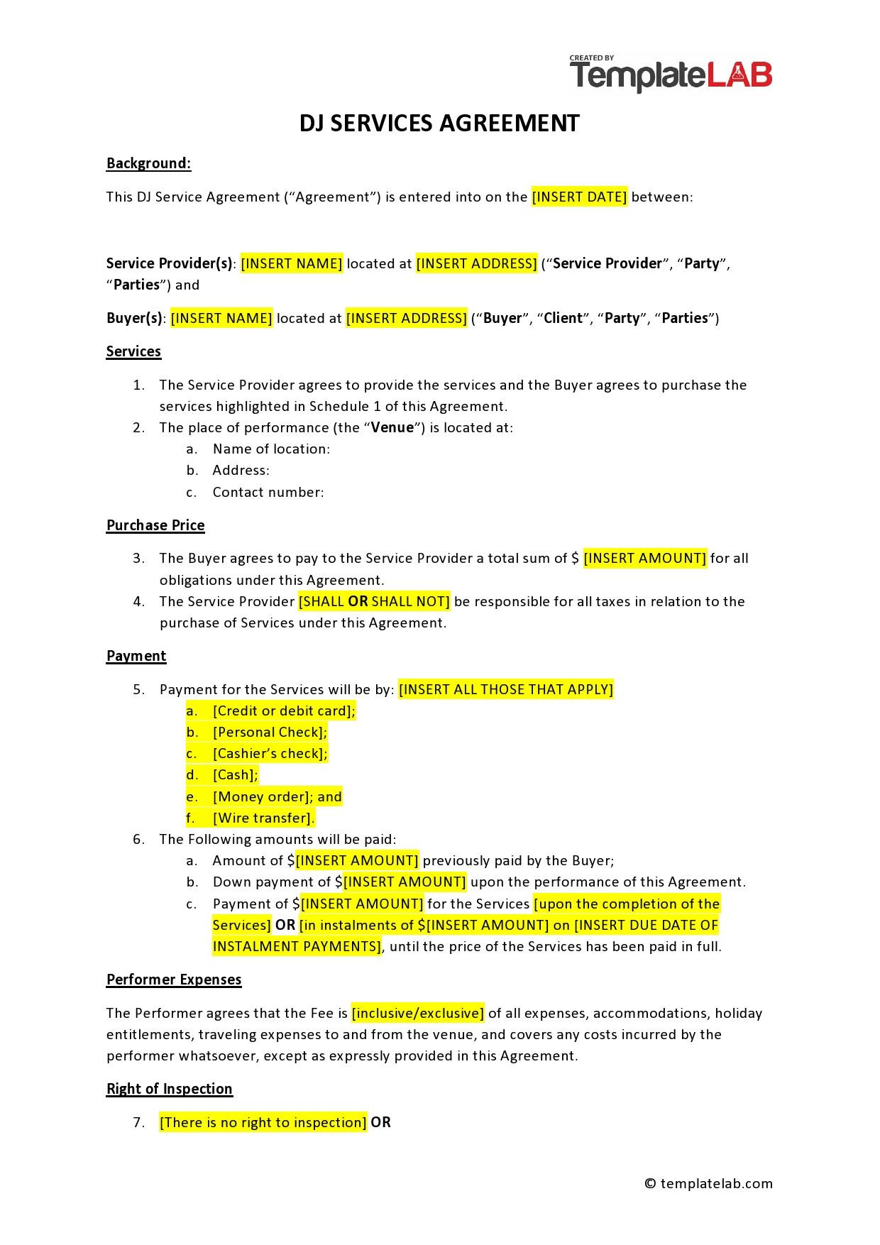 sample DJ Price List Template sample DJ Price List Template