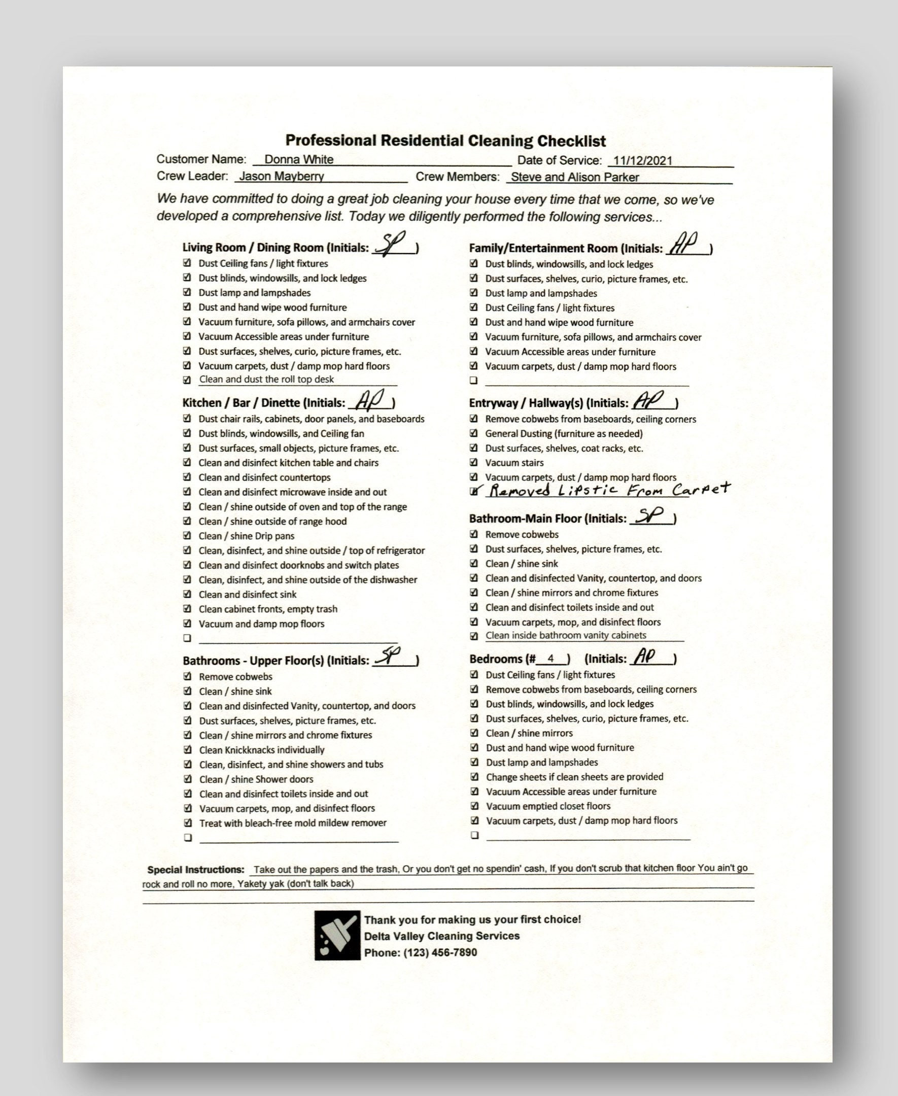 sample residential cleaning checklist template sample residential cleaning checklist template