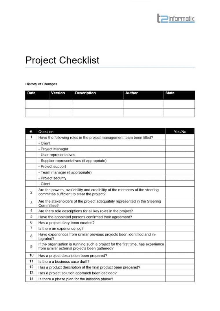 sample project checklist template sample project checklist template